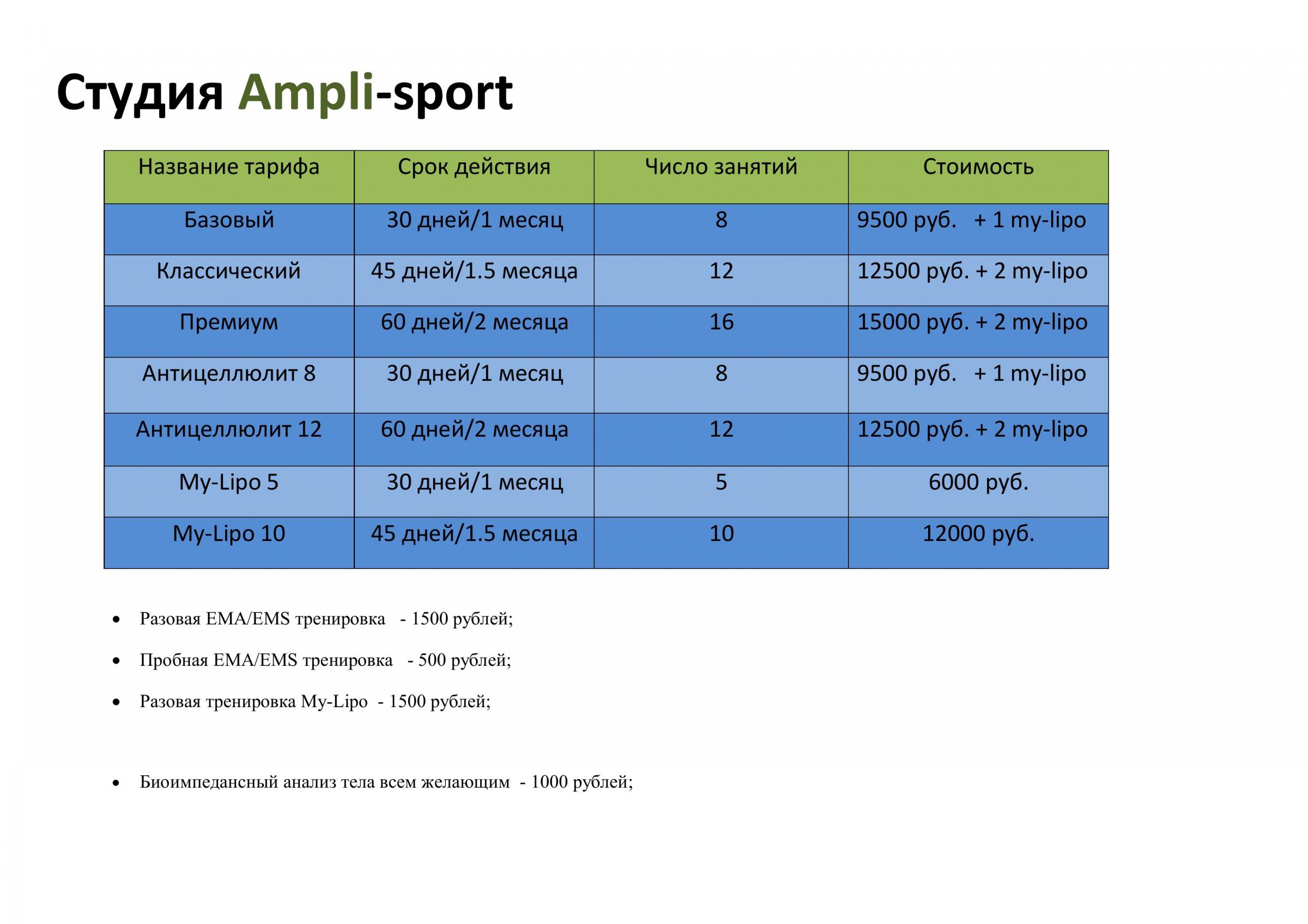 Цены на EMS тренировки в Ростове-на-Дону